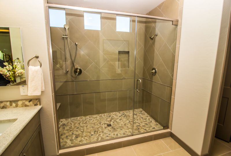 Contemporary Shower with Stone Accents